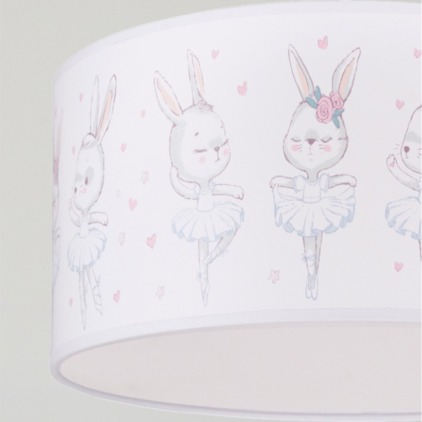 Brilagi - LED дитяча підвісна люстра на шнурі BOBO 1xE27/60W/230V діаметр 35 см біла/з кроликами