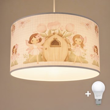 Brilagi - LED дитяча підвісна люстра на шнурі BOBO 1xE27/60W/230V Ø 35 см рожева/феї