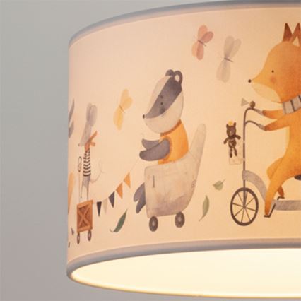 Brilagi - LED дитяча підвісна люстра на тросі BOBO 1xE27/10W/230V діаметр 35 см біла/зі звірятами