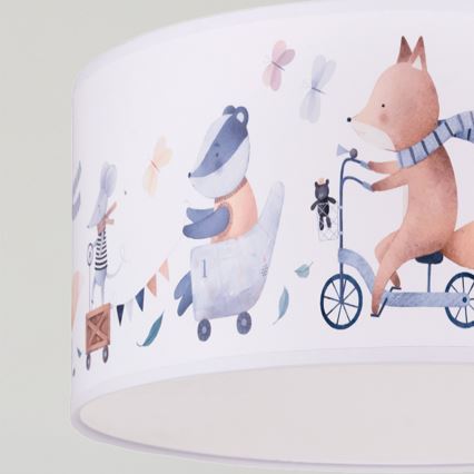 Brilagi - LED дитяча підвісна люстра на тросі BOBO 1xE27/10W/230V діаметр 35 см біла/зі звірятами