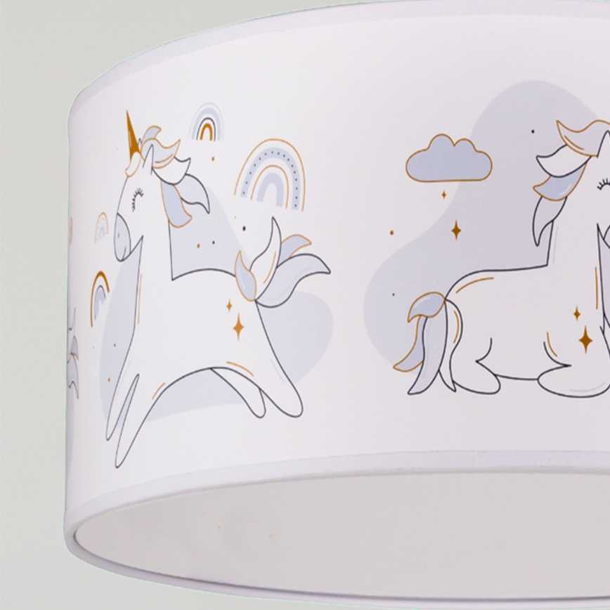 Brilagi - LED дитяча підвісна люстра на шнурі BOBO 1xE27/10W/230V діаметр 35 см біла/єдинороги