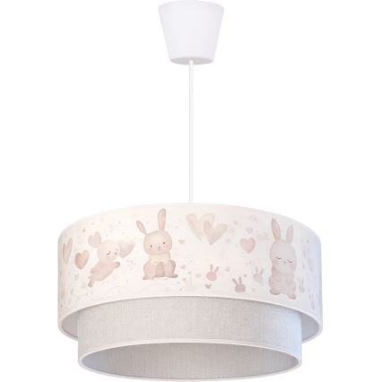 Brilagi - LED-дитячий підвісний світильник на тросі BOBO 1xE27/10W/230V Ø 40 см кремовий/сірий/з кроликами