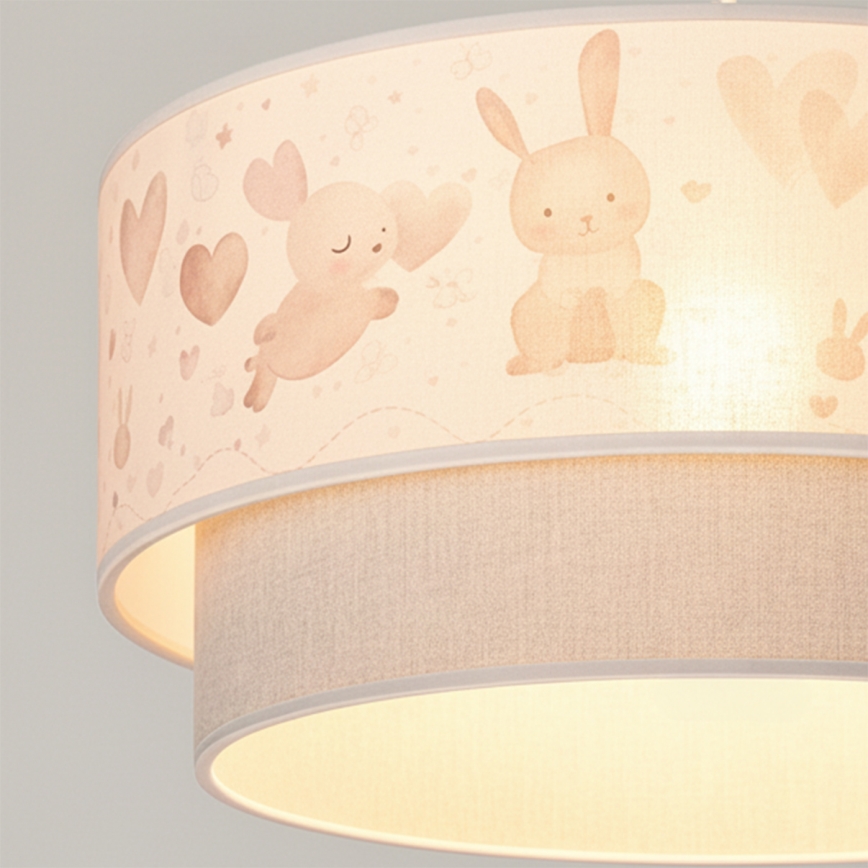 Brilagi - LED-дитячий підвісний світильник на тросі BOBO 1xE27/10W/230V Ø 40 см кремовий/сірий/з кроликами