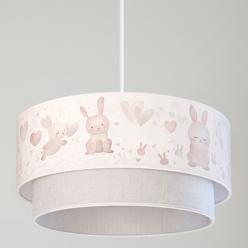 Brilagi - LED-дитячий підвісний світильник на тросі BOBO 1xE27/10W/230V Ø 40 см кремовий/сірий/з кроликами
