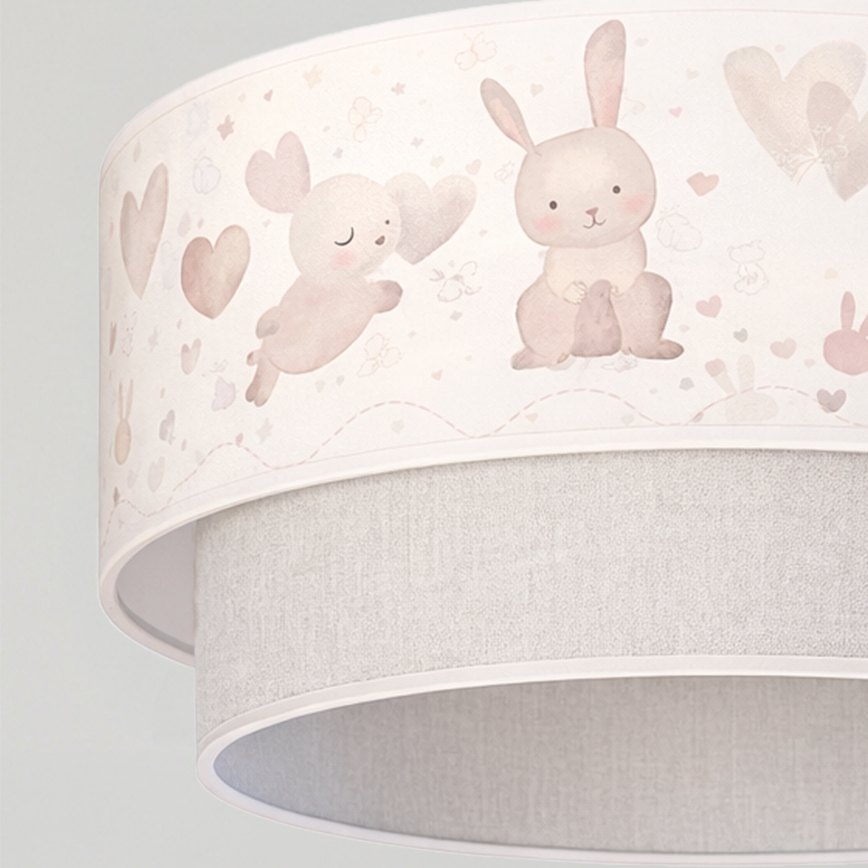 Brilagi - LED-дитячий підвісний світильник на тросі BOBO 1xE27/10W/230V Ø 40 см кремовий/сірий/з кроликами