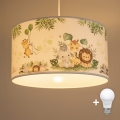 Brilagi - LED дитяча підвісна люстра на тросі BOBO 1xE27/60W/230V, діам. 35 см, біла/джунглі