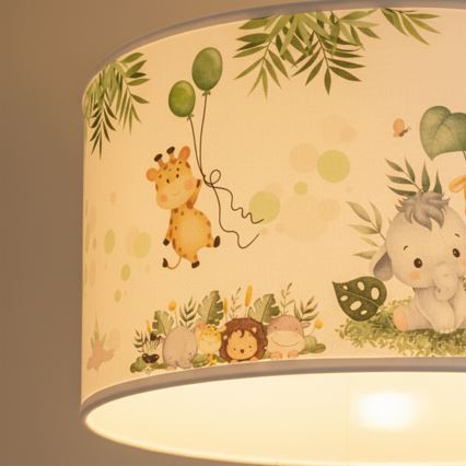 BRILAGI - LED дитяча підвісна люстра на тросі BOBO 1xE27/60W/230V, діам. 35 см, біла/джунглі