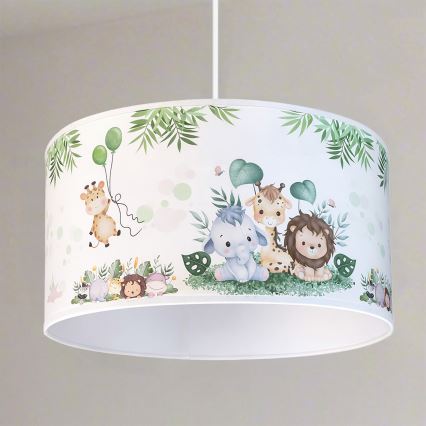 BRILAGI - LED дитяча підвісна люстра на тросі BOBO 1xE27/60W/230V, діам. 35 см, біла/джунглі