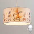 Brilagi - LED дитяча підвісна люстра на тросі BOBO 1xE27/60W/230V діаметр 35 см біла/зі звірятами