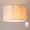 Brilagi - LED дитяча підвісна люстра на тросі BOBO 1xE27/60W/230V діаметр 35 см рожевий/балерини