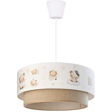 Brilagi - LED дитяча люстра на тросі BOBO 1xE27/60W/230V Ø 40 см біла/бежева/з ведмедиками