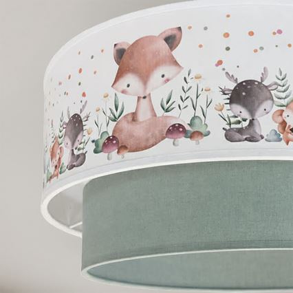 Brilagi - LED дитячий накладний світильник BOBO 1xE27/60W/230V діаметр 40 см білий/зелений/з малюнком тваринок
