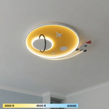 Brilagi - LED дитячий стельовий світильник STARSHIP LED/64W/230V 3000/4500/6000K жовтий