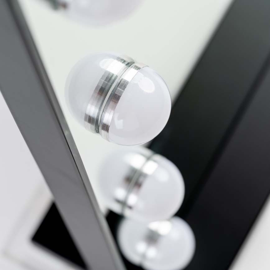 BRILAGI - LED Дзеркало для макіяжу з регульованим підсвічуванням HOLLYWOOD LED/15W/230V CCT + 2x USB 55x77 cm чорне