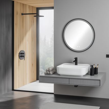 Brilagi - LED-дзеркало для ванної з підігрівом і регульованою підсвіткою ALU PRO LED/18W/230V діаметром 60 см 3000/4000/6500K IP44 чорне