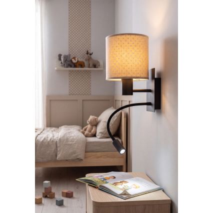 BRILAGI - LED гнучкий настінний світильник BOBO 1xE27/25W/230V + LED/3W чорний/бежевий/у горошок