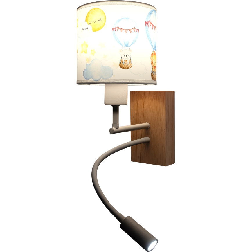 BRILAGI - LED Детский гибкий настенный светильник BOBO WOOD 1xE27/25W/230V + LED/3W дуб/белый/зверята
