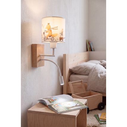 BRILAGI - LED Детская гибкая настенная лампа BOBO WOOD 1xE27/25Вт/230В + LED/3Вт дуб/белый/с рисунком животных
