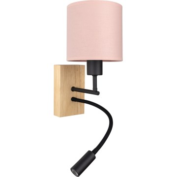 BRILAGI - LED гибкий настенный светильник BOBO WOOD 1xE27/25W/230V + LED/3W дуб/чёрный/розовый