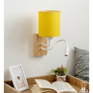 Brilagi - LED гибкий настенный светильник NUBILA WOOD 1xE27/25W/230V + LED/3W дуб/белый/жёлтый