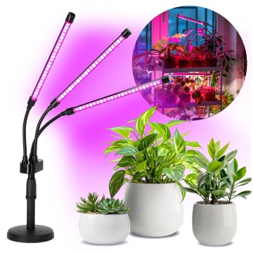 Brilagi - LED Гнучка настільна лампа для вирощування рослин з регулюванням яскравості VITABLOOM 3xLED/10W/230V чорний