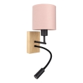 BRILAGI - LED гнучка настінна лампа BOBO WOOD 1xE27/25W/230V + LED/3W дуб/чорний/рожевий