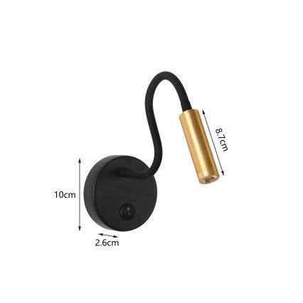 Brilagi - LED Гнучка настінна лампа MAYA LED/3W/230V 4000K чорний/золотий