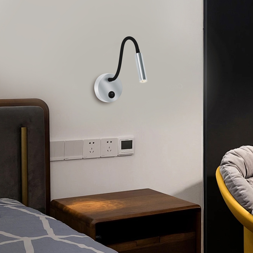 Brilagi - LED Гнучка настінна лампа MAYA LED/3W/230V 4000K срібний