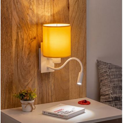 Brilagi - LED-гнучкий настінний світильник NUBILA 1xE27/25W/230V + LED/3W білий/жовтий