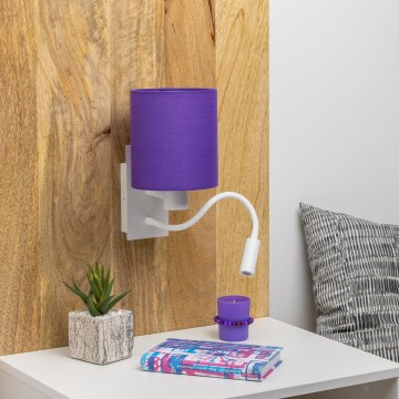 Brilagi - LED Гнучка настінна лампа NUBILA 1xE27/25W/230V + LED/3W білий/фіолетовий