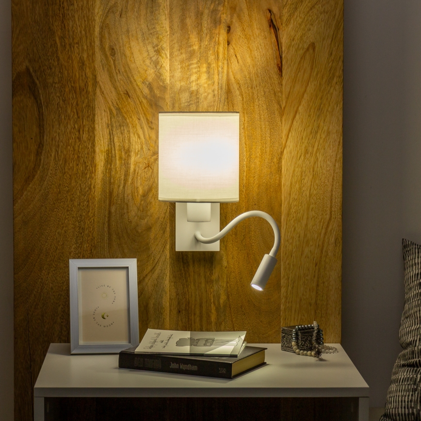 Brilagi - LED Гнучка настінна лампа NUBILA 1xE27/25W/230V + LED/3W білий