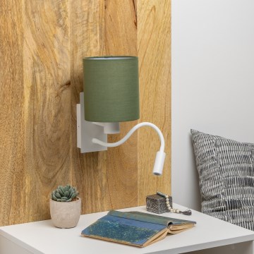 Brilagi - LED Гнучка настінна лампа NUBILA 1xE27/25W/230V + LED/3W білий/зелений