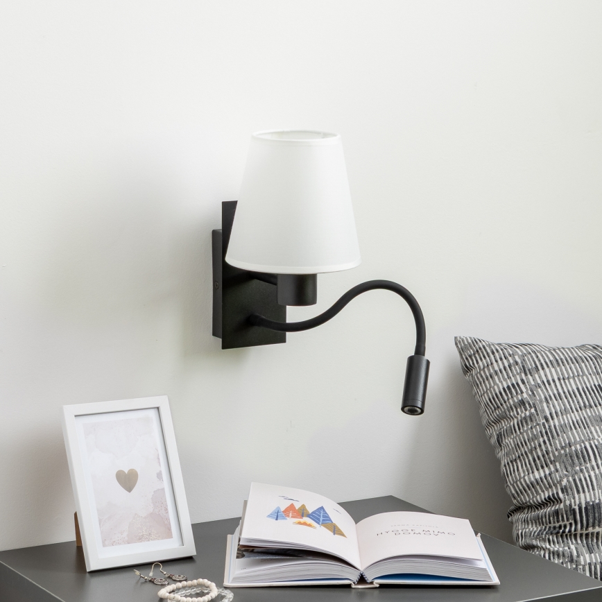 Brilagi - LED Гнучка настінна лампа NUBILA 1xE27/25W/230V + LED/3W чорний/білий