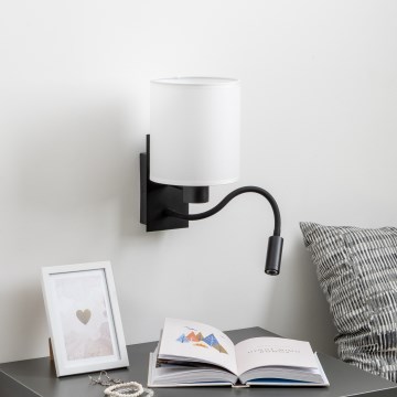 Brilagi - LED Гнучка настінна лампа NUBILA 1xE27/25W/230V + LED/3W чорний/білий