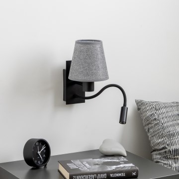 Brilagi - LED Гнучка настінна лампа NUBILA 1xE27/25W/230V + LED/3W чорний/сірий