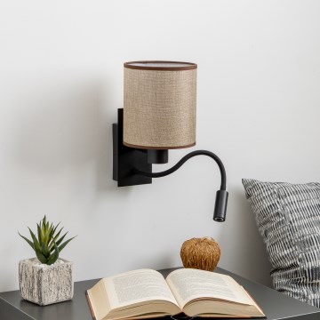 Brilagi - LED Гнучка настінна лампа NUBILA 1xE27/25W/230V + LED/3W чорний/коричневий
