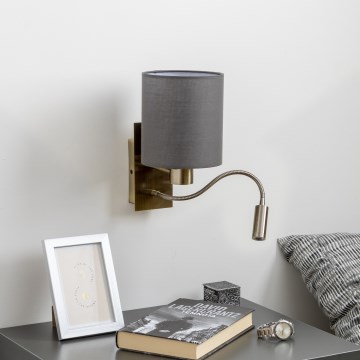 Brilagi - LED Гнучка настінна лампа NUBILA 1xE27/25W/230V + LED/3W латунь/антрацит