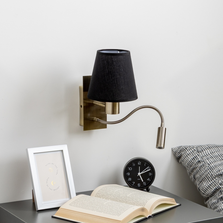 Brilagi - LED Гнучка настінна лампа NUBILA 1xE27/25W/230V + LED/3W латунь/чорний