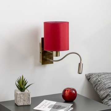Brilagi - LED Гнучка настінна лампа NUBILA 1xE27/25W/230V+LED/3W латунь/помпейський червоний