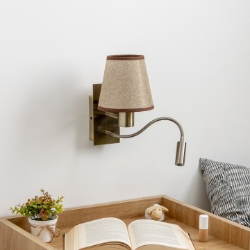 Brilagi - LED Гнучка настінна лампа NUBILA 1xE27/25W/230V + LED/3W латунь/коричневий