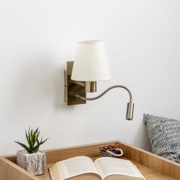 Brilagi - LED Гнучка настінна лампа NUBILA 1xE27/25W/230V + LED/3W латунь/кремовий