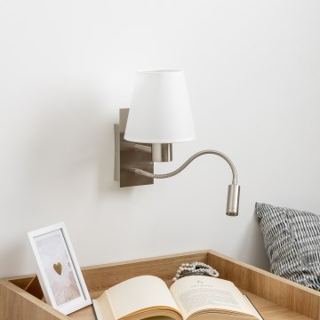 Brilagi - LED Гнучка настінна лампа NUBILA 1xE27/25W/230V + LED/3W матовий хром/білий