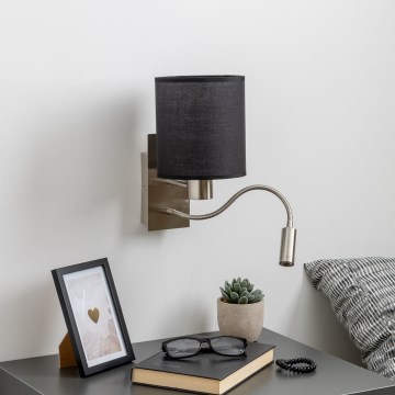Brilagi - LED Гнучка настінна лампа NUBILA 1xE27/25W/230V + LED/3W матовий хром/чорний