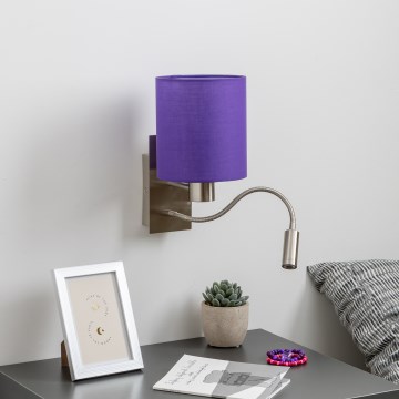 Brilagi - LED Гнучка настінна лампа NUBILA 1xE27/25W/230V + LED/3W матовий хром/фіолетовий