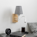Brilagi - LED Гнучка настінна лампа NUBILA WOOD 1xE27/25W/230V + LED/3W дуб/сірий