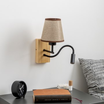 Brilagi - LED Гнучка настінна лампа NUBILA WOOD 1xE27/25W/230V + LED/3W дуб/коричневий