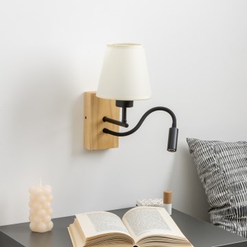 Brilagi - LED Гнучка настінна лампа NUBILA WOOD 1xE27/25W/230V + LED/3W дуб/кремовий