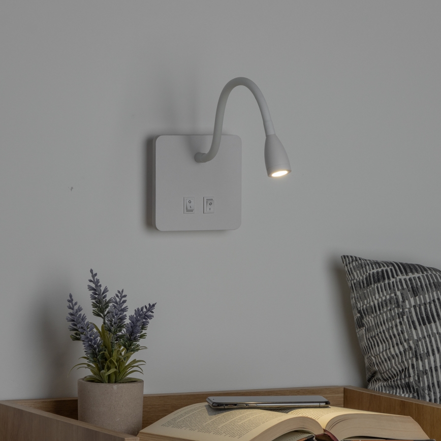 BRILAGI - Світлодіодна гнучка настінна лампа MAYA DOUBLE LED/4W/230V + LED/3W біла