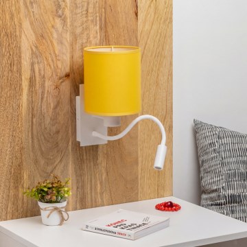 Brilagi - LED-гнучкий настінний світильник NUBILA 1xE27/25W/230V + LED/3W білий/жовтий