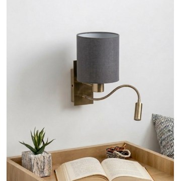 Brilagi - LED гнучкий настінний світильник NUBILA 1xE27/25W/230V + LED/3W латунь/світло-сірий